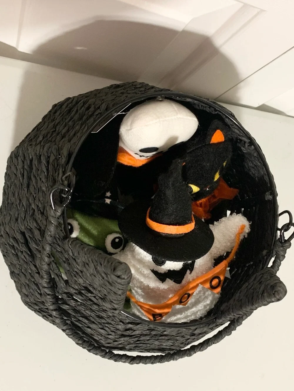 Target Black Cat Basket & 4 Figurals Plush Kitty Butterfly Skelly Frog Ghost NEW